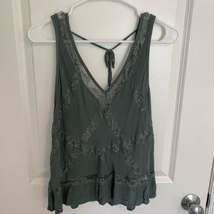 American Eagle Lace Blouse in Moss Green